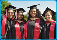 Plaza College: Featured Stories - (l. to r.) BBA graduates Nieves Buten, Kaamala Bisnauth, Cynthia Davis, and Julie-Ann Ammirati 